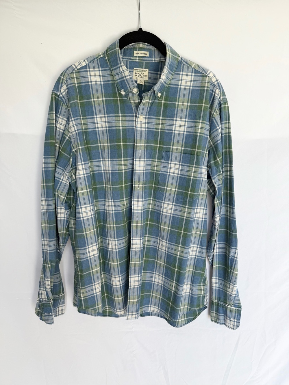 J. Crew Blue and Green Plaid Button-Down Shirt